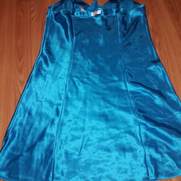 Vintage  lingerie turquoise hearts slip dress - Picture 2 of 5